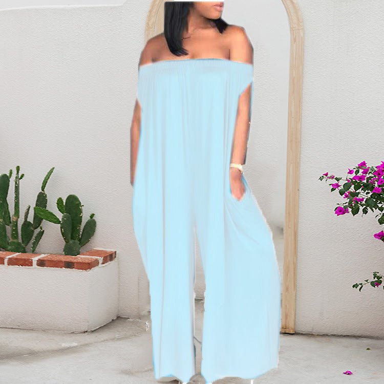 One-shoulder Tube Top Casual Loose Sleeveless Jumpsuit - Amara Luxe Fine Boutique