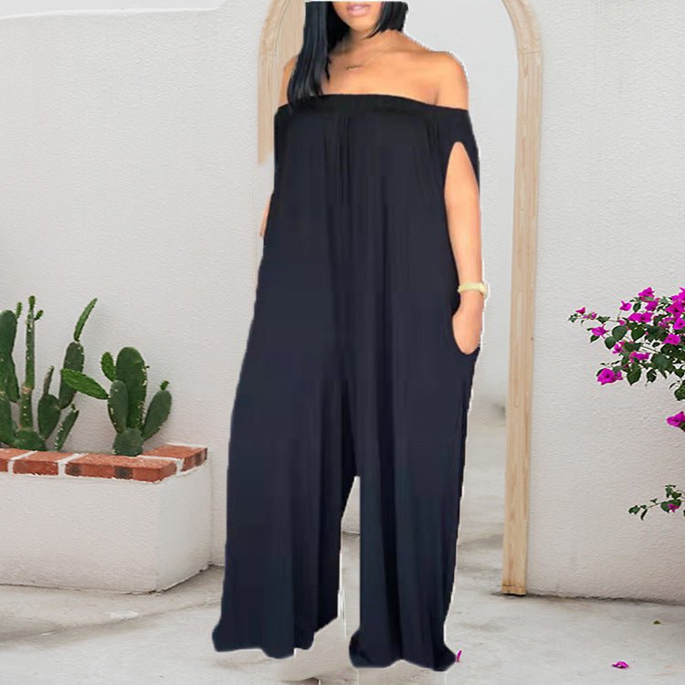 One-shoulder Tube Top Casual Loose Sleeveless Jumpsuit - Amara Luxe Fine Boutique