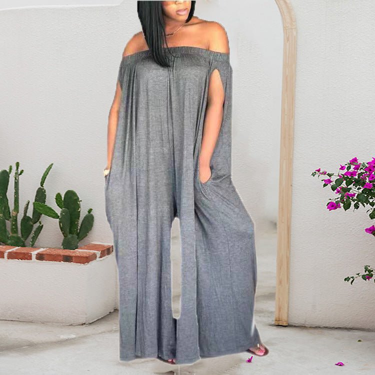 One-shoulder Tube Top Casual Loose Sleeveless Jumpsuit - Amara Luxe Fine Boutique