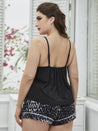 Plus Size Lace Trim Scoop Neck Cami and Printed Shorts Pajama Set - Amara Luxe Fine Boutique