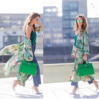 Printed gown and kimono cardigan - Amara Luxe Fine Boutique
