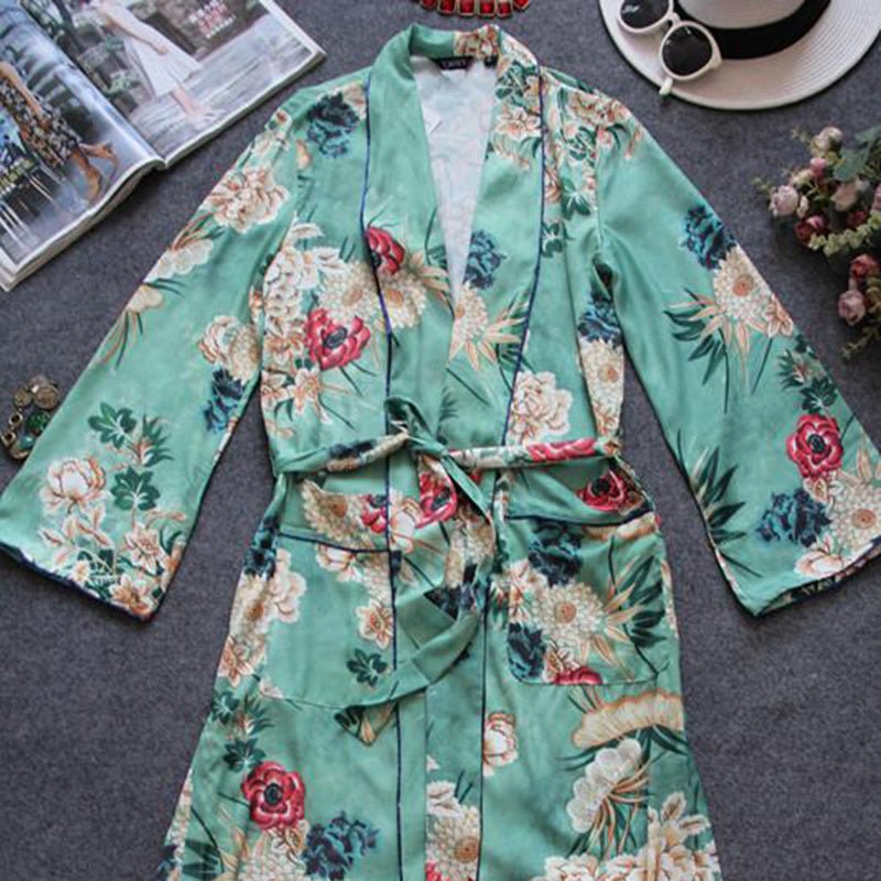 Printed gown and kimono cardigan - Amara Luxe Fine Boutique