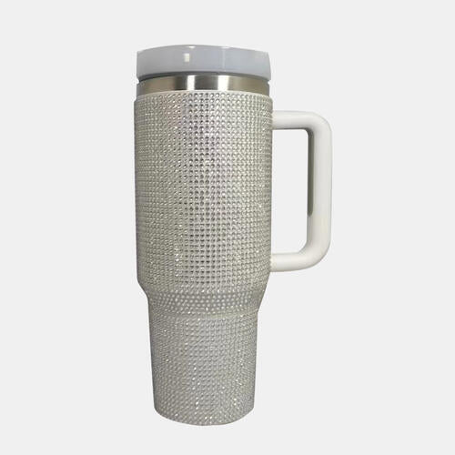 Rhinestone Stainless Steel Tumbler with Straw - Amara Luxe Fine Boutique