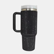 Rhinestone Stainless Steel Tumbler with Straw - Amara Luxe Fine Boutique