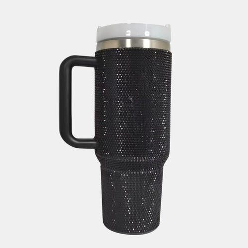 Rhinestone Stainless Steel Tumbler with Straw - Amara Luxe Fine Boutique
