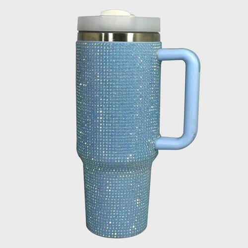 Rhinestone Stainless Steel Tumbler with Straw - Amara Luxe Fine Boutique