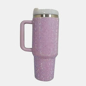 Rhinestone Stainless Steel Tumbler with Straw - Amara Luxe Fine Boutique