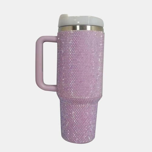 Rhinestone Stainless Steel Tumbler with Straw - Amara Luxe Fine Boutique