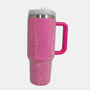 Rhinestone Stainless Steel Tumbler with Straw - Amara Luxe Fine Boutique