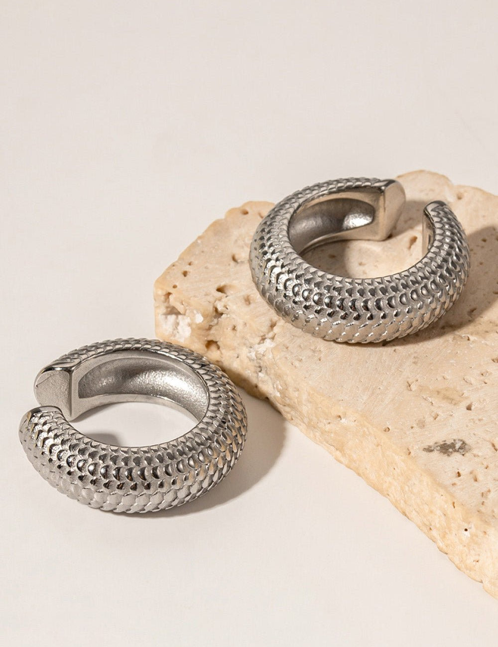 Scale Stainless Steel Cuff Earrings - Amara Luxe Fine Boutique