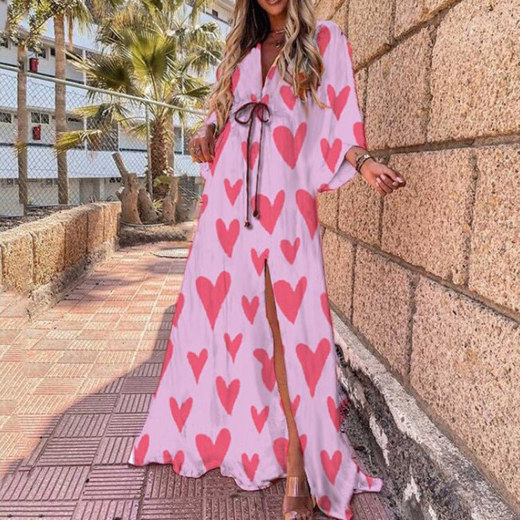 Sexy V-neck Split Irregular Beach Long Skirt Dress - Amara Luxe Fine Boutique