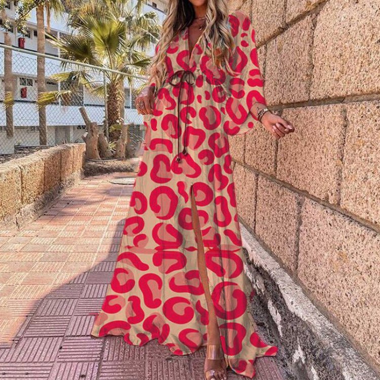 Sexy V-neck Split Irregular Beach Long Skirt Dress - Amara Luxe Fine Boutique