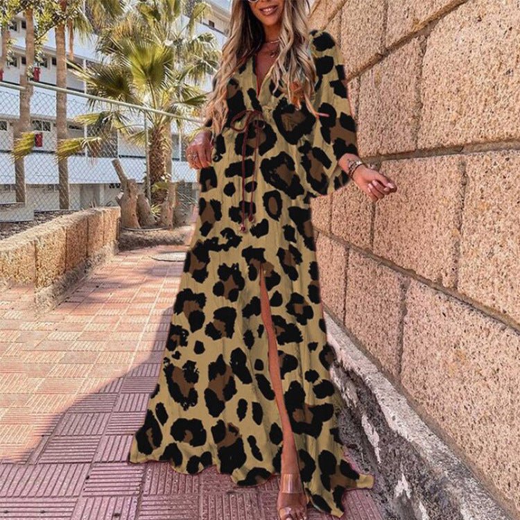 Sexy V-neck Split Irregular Beach Long Skirt Dress - Amara Luxe Fine Boutique
