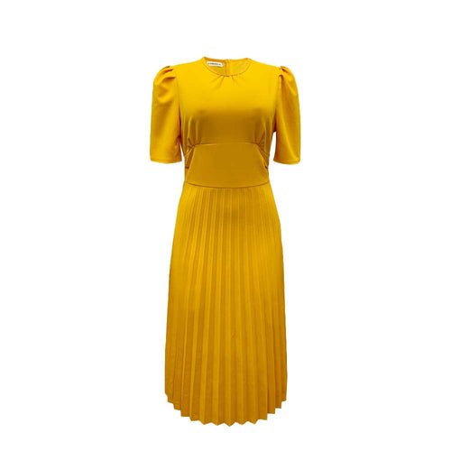 Short Sleeve Pleated Solid Color Dress - Amara Luxe Fine Boutique
