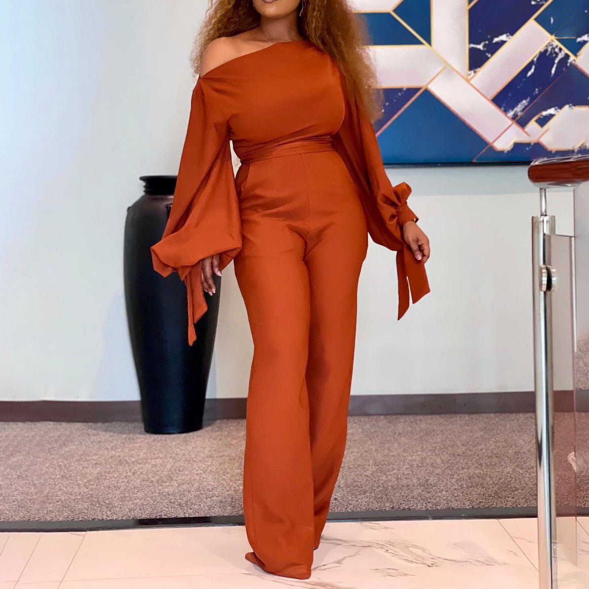 Solid Color African Off-the-shoulder Jumpsuit - Amara Luxe Fine Boutique
