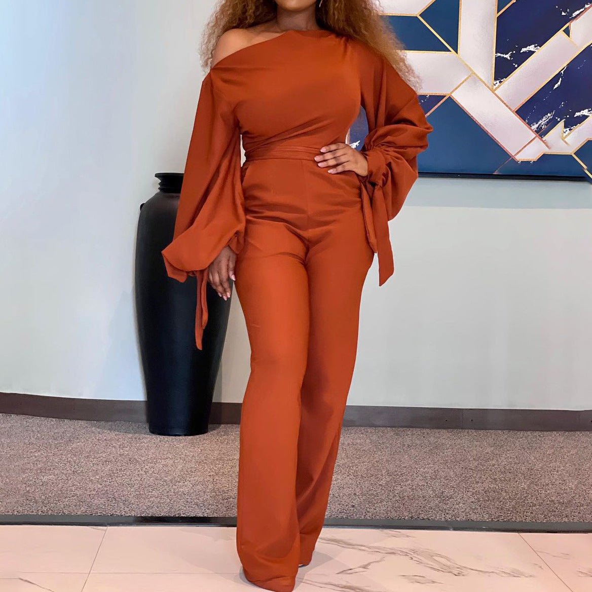 Solid Color African Off-the-shoulder Jumpsuit - Amara Luxe Fine Boutique