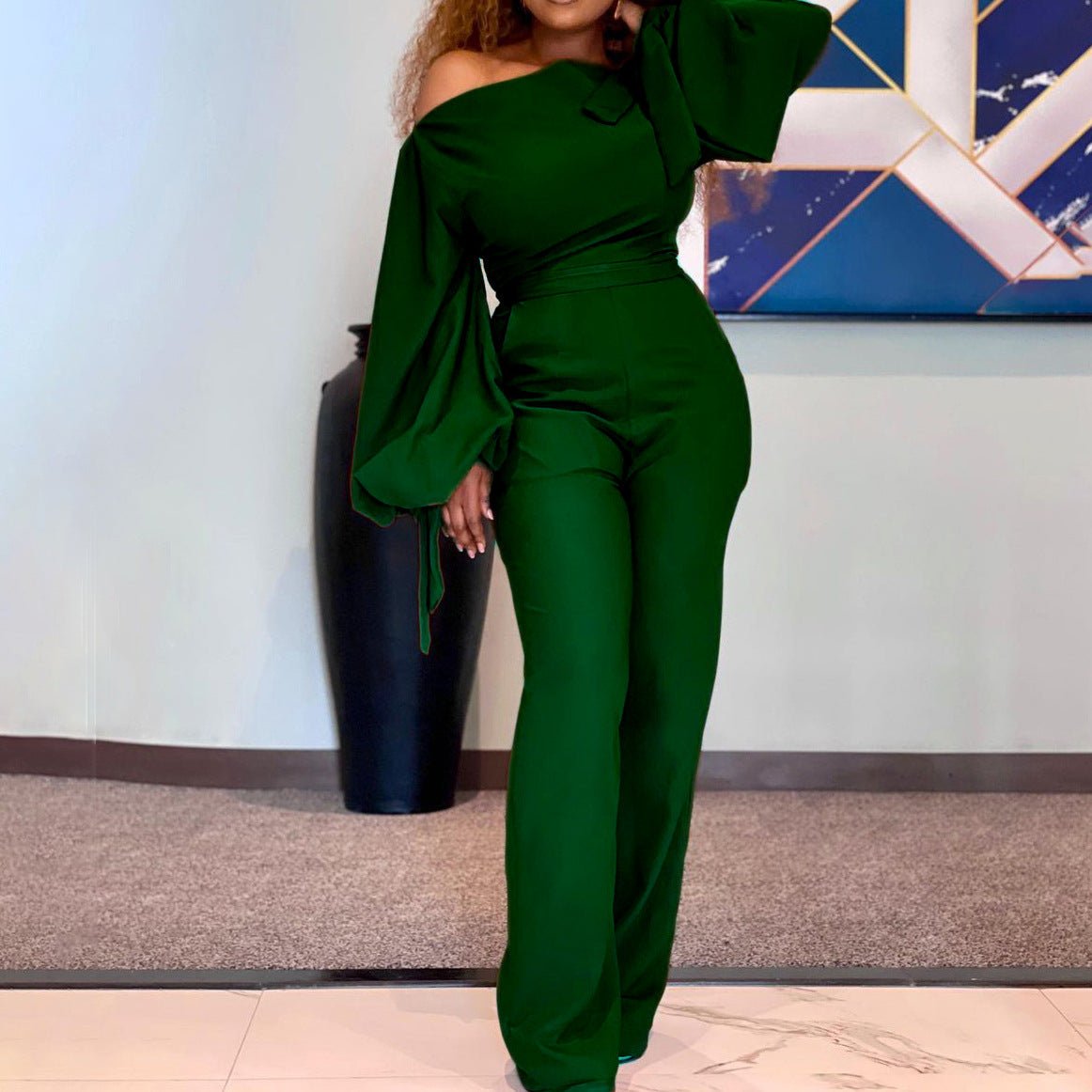 Solid Color African Off-the-shoulder Jumpsuit - Amara Luxe Fine Boutique