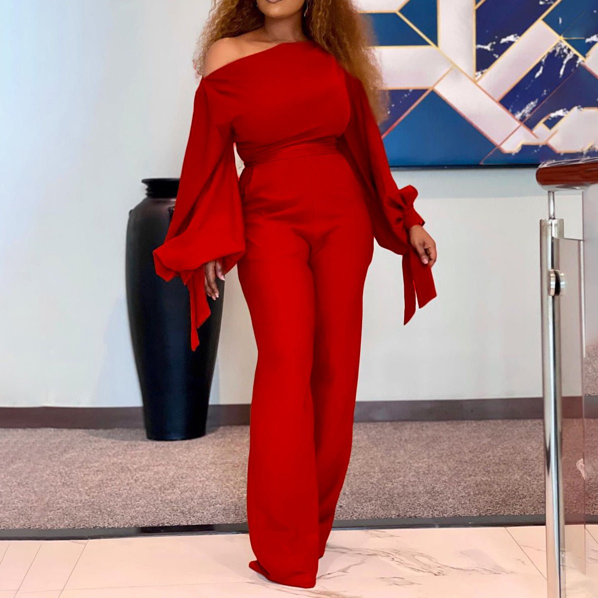 Solid Color African Off-the-shoulder Jumpsuit - Amara Luxe Fine Boutique
