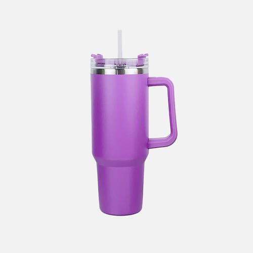 Stainless Steel Tumbler with Handle and Straw - Amara Luxe Fine Boutique