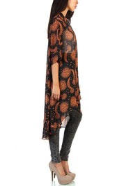 Star Moon Printed Thin Chiffon Cardigan - Amara Luxe Fine Boutique