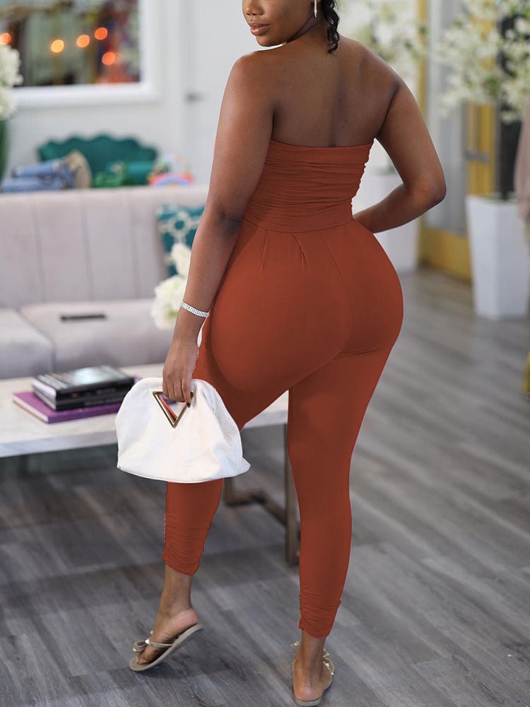Summer Off Shoulder Tube Jumpsuit Sexy Slim Overalls - Amara Luxe Fine Boutique