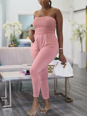 Summer Off Shoulder Tube Jumpsuit Sexy Slim Overalls - Amara Luxe Fine Boutique