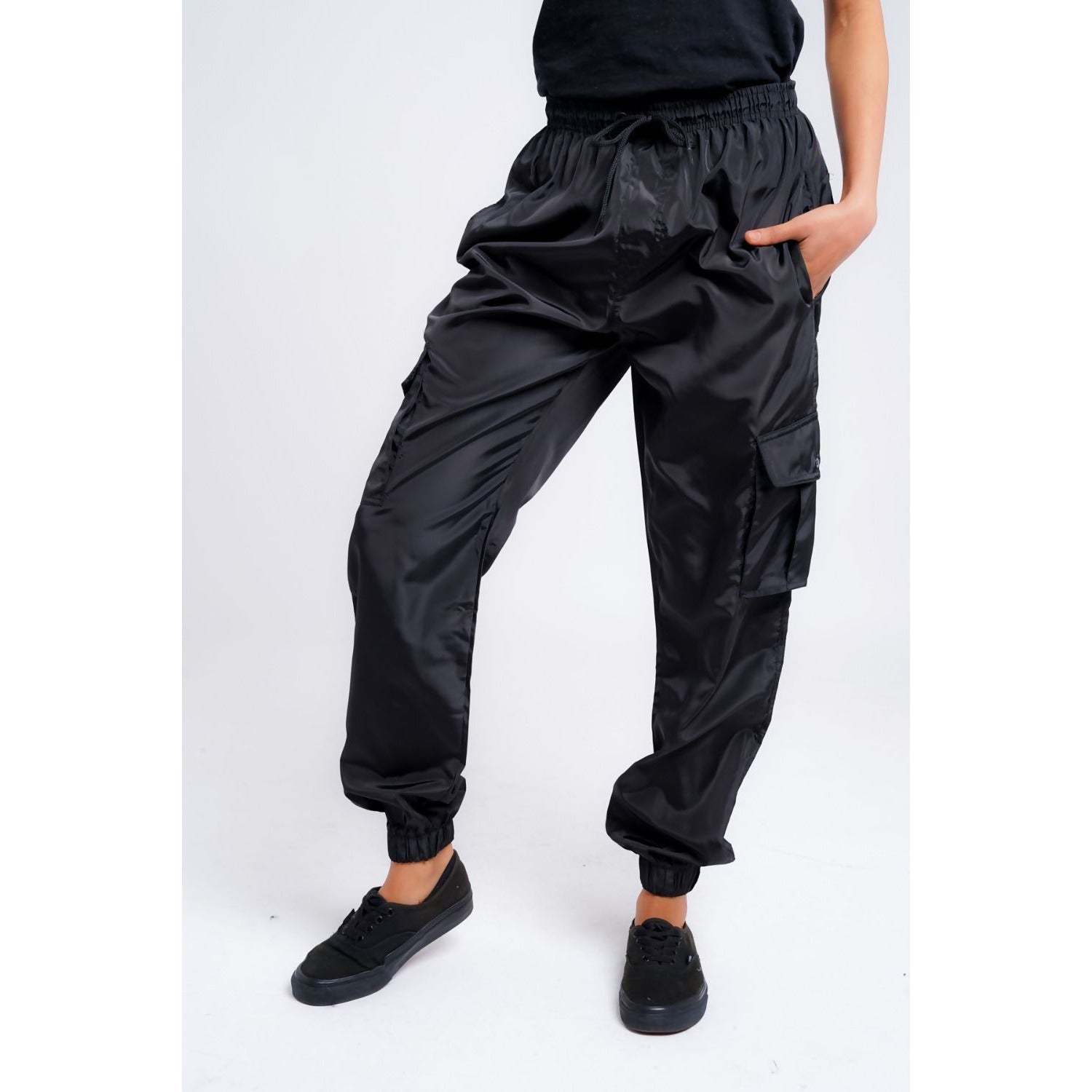Women's Black Cargo Trousers - Cuffed - Amara Luxe Fine Boutique