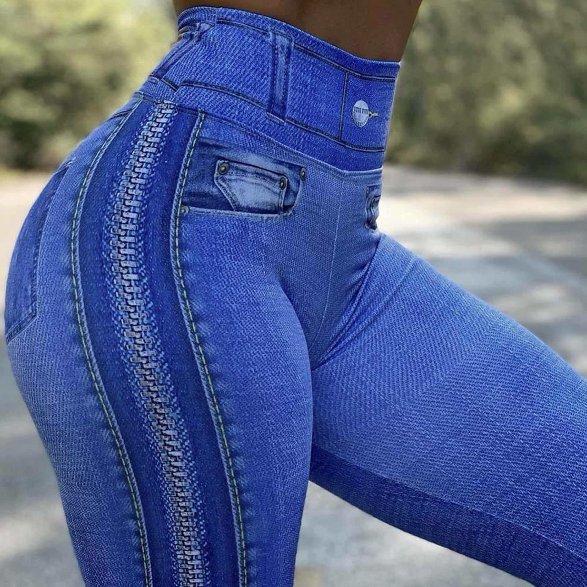 Women's Fashion Printed Yoga Pants Denim - Amara Luxe Fine Boutique