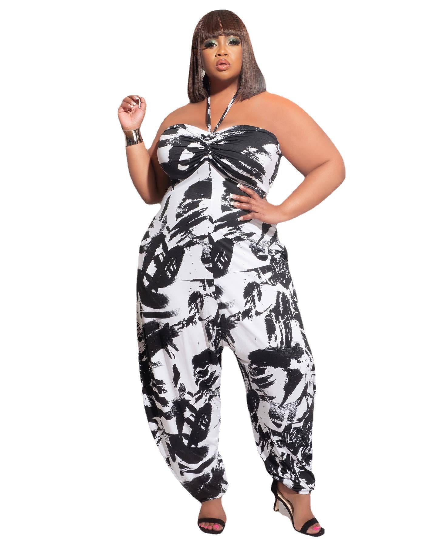 Women's Halter Loose Lantern Sleeveless Print Jumpsuit - Amara Luxe Fine Boutique