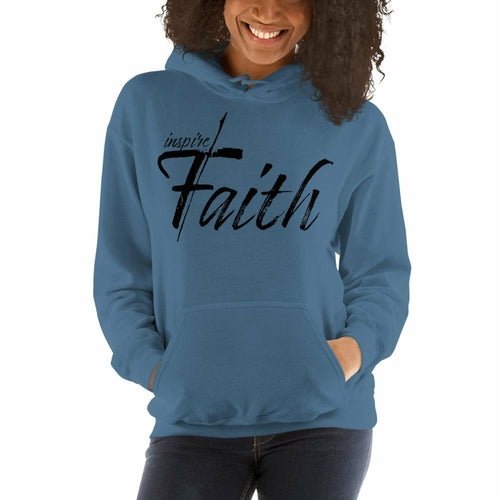 Womens Hoodie - Pullover Sweatshirt - Black Graphic / Inspire Faith - Amara Luxe Fine Boutique