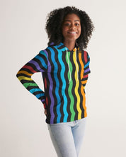 Womens Hoodie - Pullover Sweatshirt - Graphic/Rainbow Stripe - Amara Luxe Fine Boutique