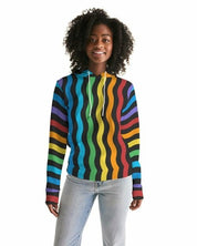 Womens Hoodie - Pullover Sweatshirt - Graphic/Rainbow Stripe - Amara Luxe Fine Boutique