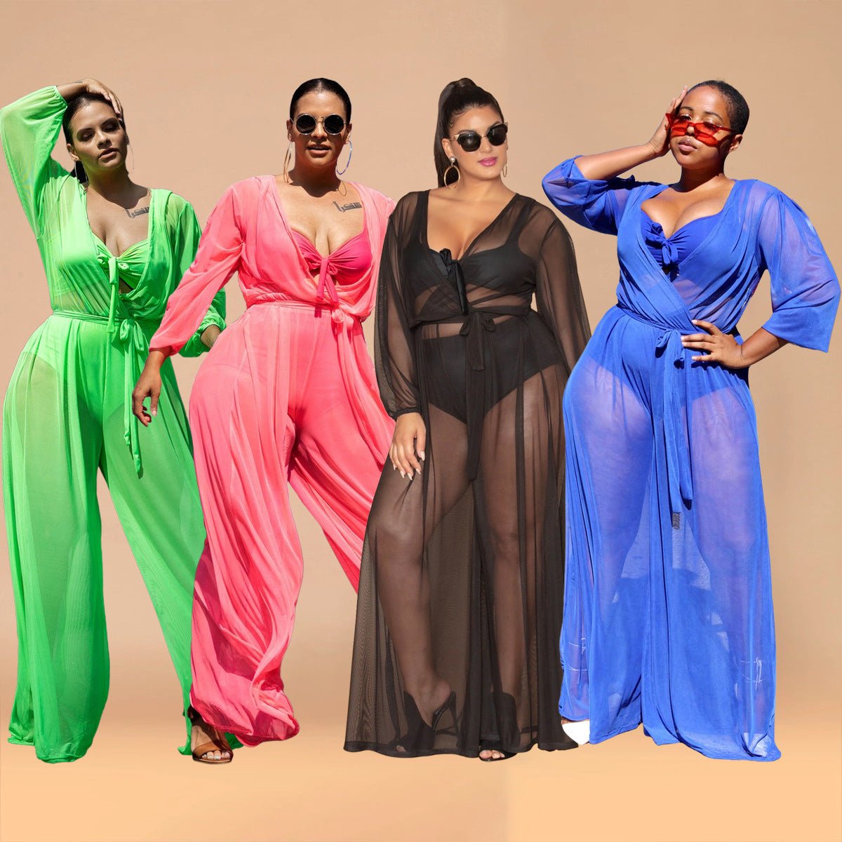 Women's Sheer Mesh Plus Size Women's Jumpsuit - Amara Luxe Fine Boutique